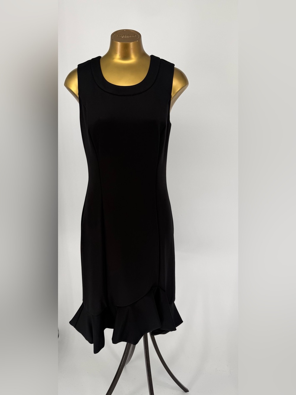 White House Black Market Black Sleeveless Ruffle Hem Dress Size 8